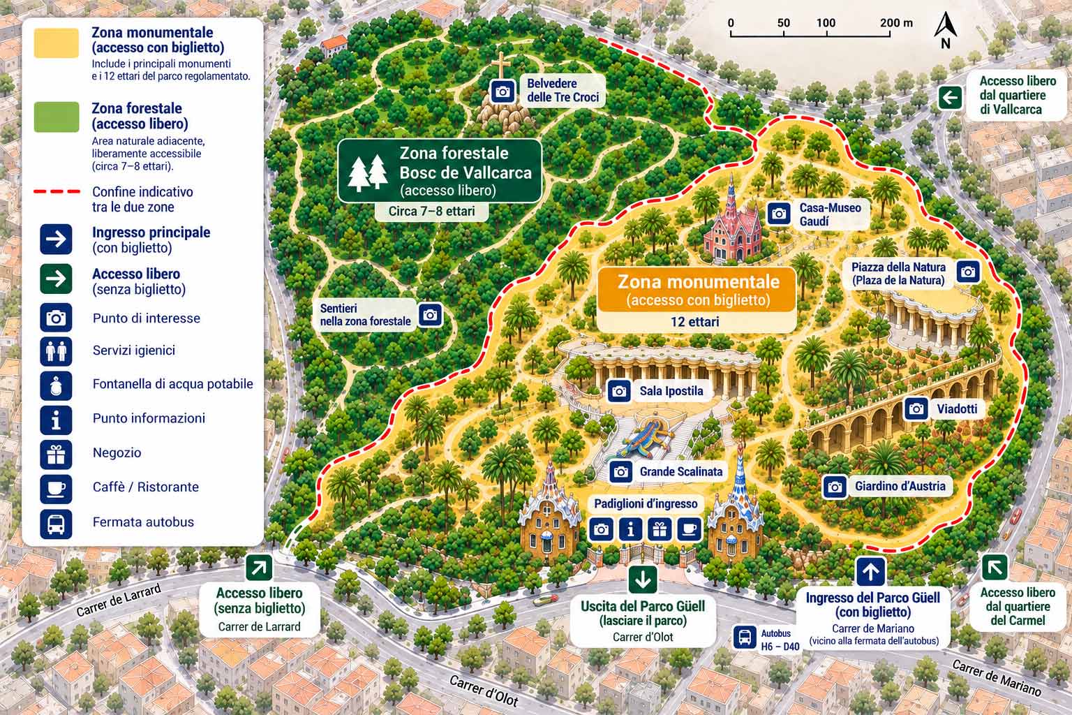 Mappa del Parco Güell