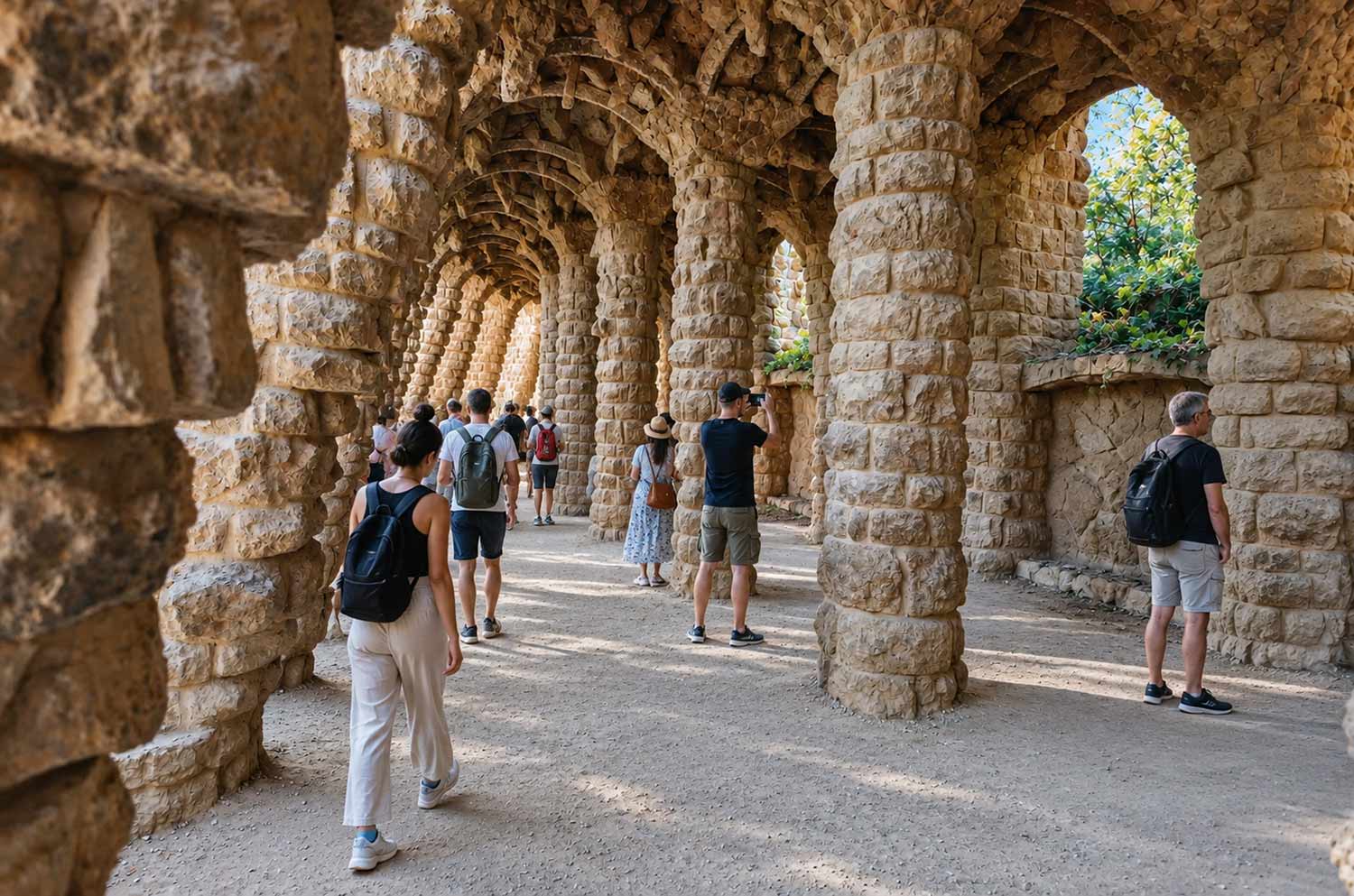 Détails des mosaïques de Gaudí au Parc Güell